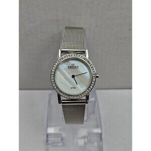 Grenen Denmark M34SSSW Womens Quartz Mesh Steel Watch Crystal Bezel New Battery